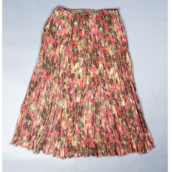 Crinkled Maxi Skirt | Y2K Abstract Splotchy Patterned Flowy Long Skirt - Picture 1 of 5